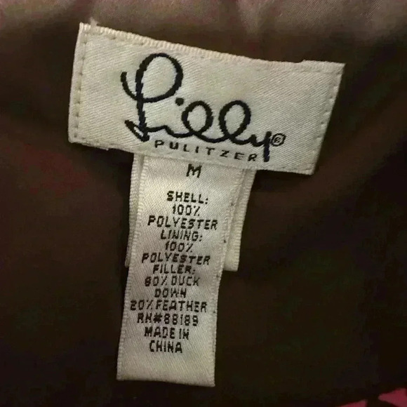 184. Lilly Pulitzer down filled puffer coat jacket brown size medium - Picture 6 of 7